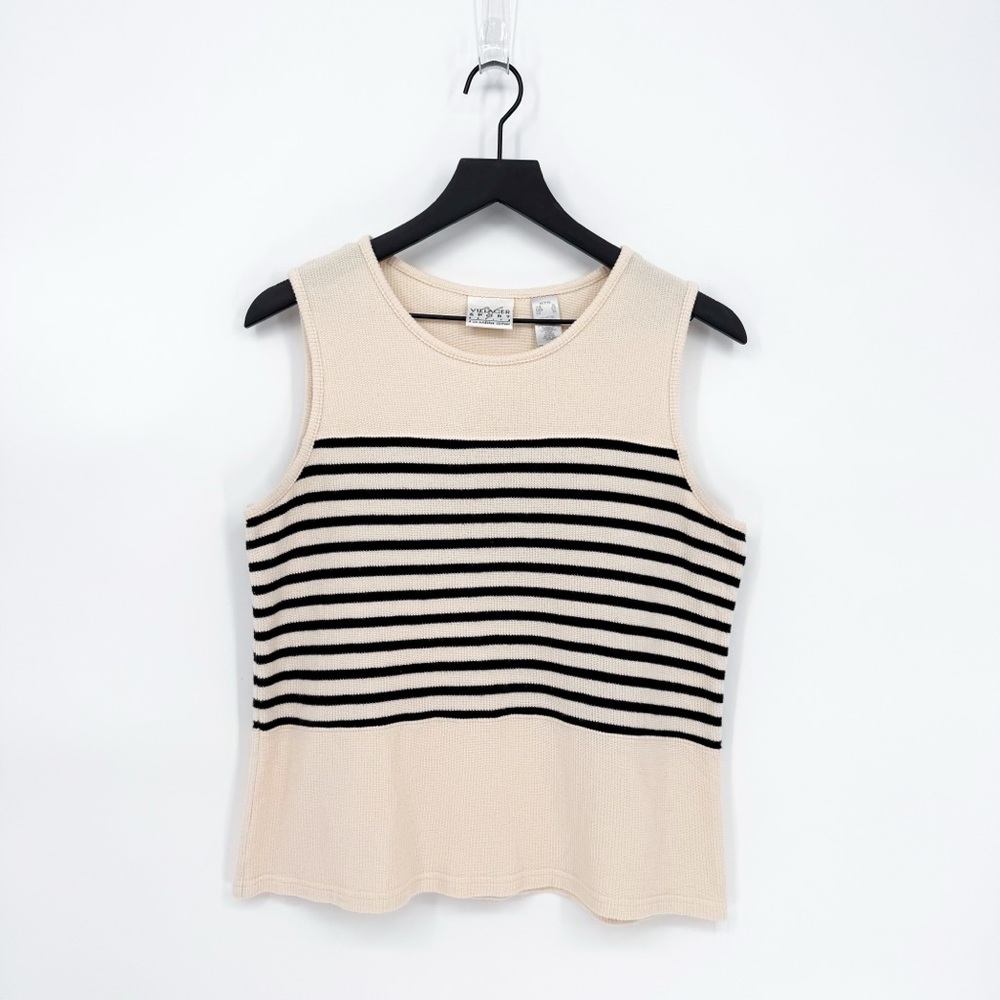 Vintage Villager Sport Boxy Minimalist Stripe Knit Tank | XL
